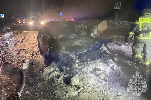 В Вичугском районе сгорела иномарка